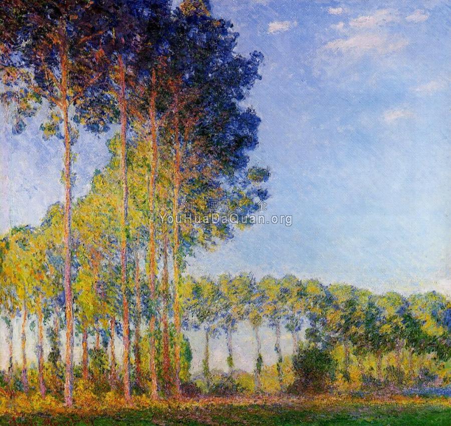 Poplars on the Banks of the River Epte, Seen from the Marsh - 克劳德·莫奈